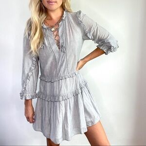 Ulla Johnson Navy Blue & White Pinstripe Dress